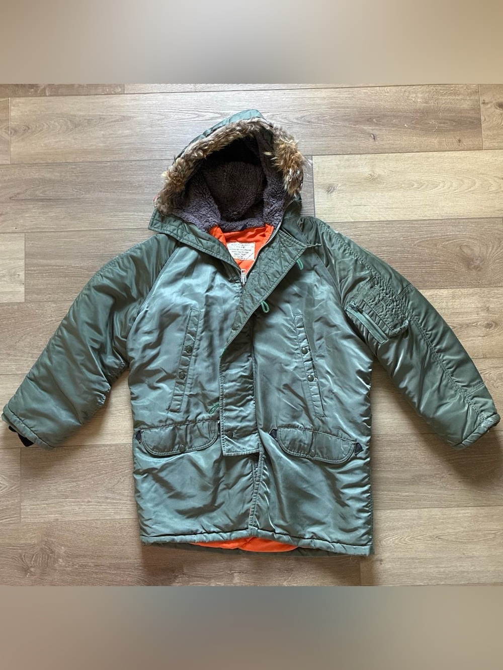 Vintage N3B Air Crew Military Flight Parka Jacket Fur Trim